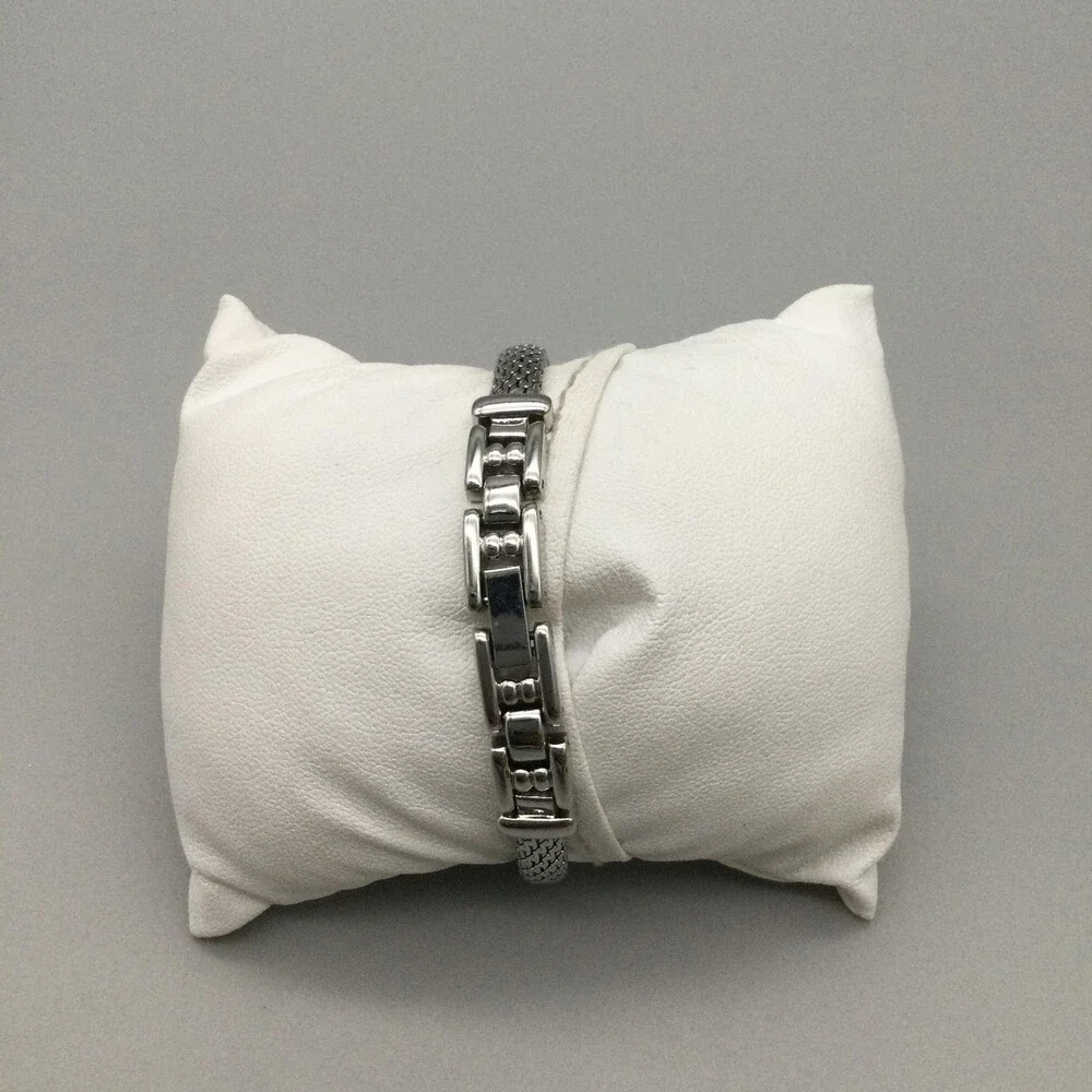 Adolfo Womens Watch 16mm Black Dial Silver Tone Crystals New Battery 7.5